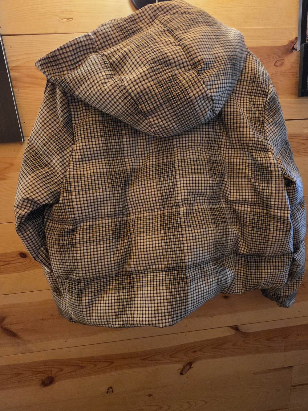 a new day Women's Gray Plaid Puffer Jacket - Picture 2 of 4